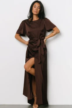 Online Baltic Born Agnes Satin Maxi Dress | Espresso
