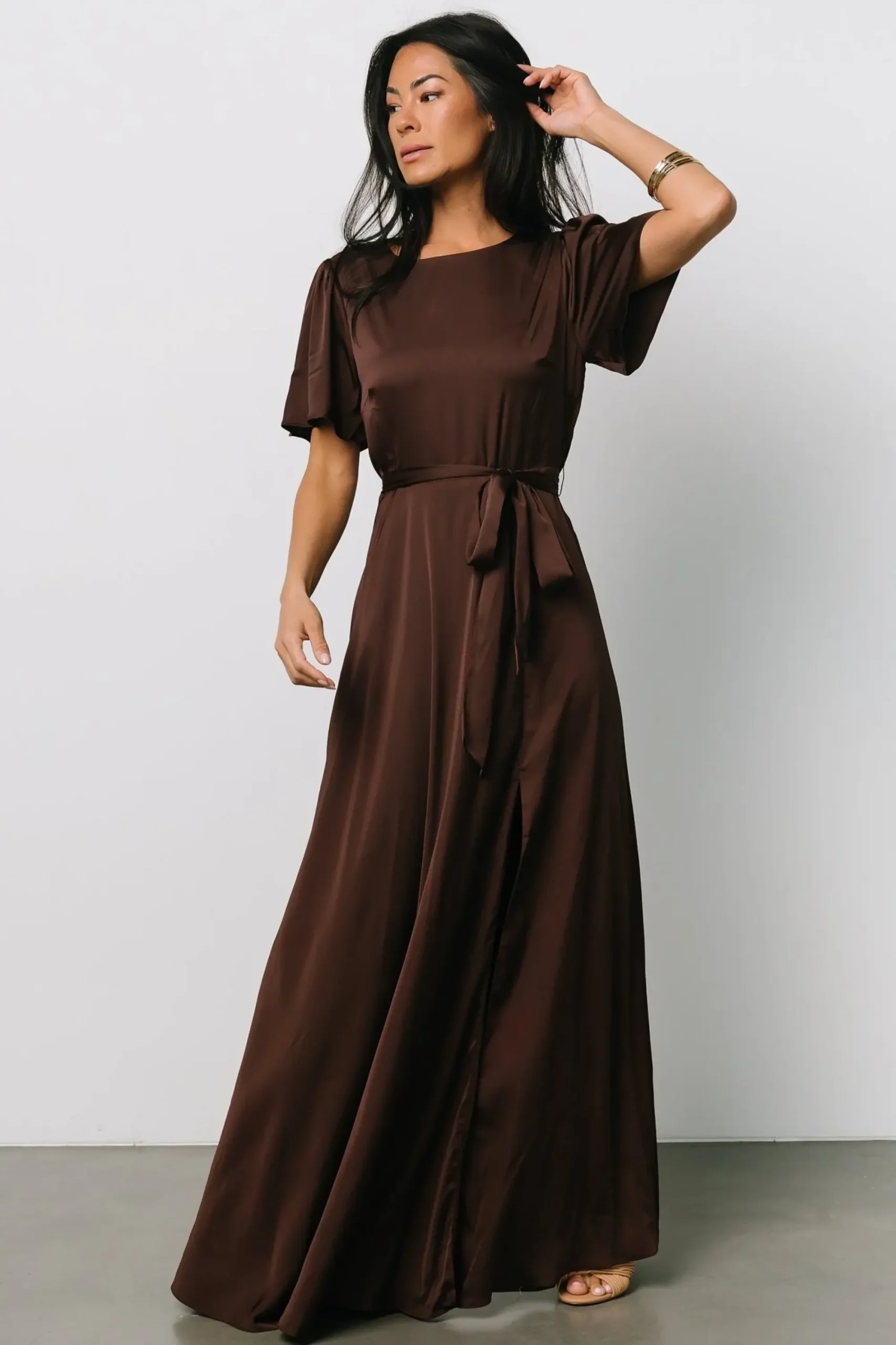 Online Baltic Born Agnes Satin Maxi Dress | Espresso