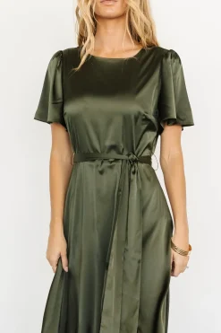 Hot Baltic Born Agnes Satin Maxi Dress | Juniper Green