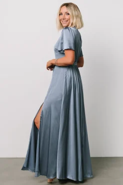 Sale Baltic Born Agnes Satin Maxi Dress | Whisper Blue