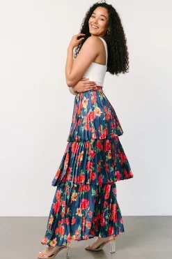 Sale Baltic Born Alaina Tiered Maxi Skirt | Navy Floral