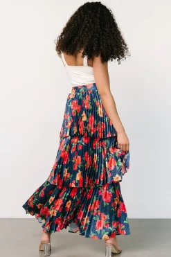 Sale Baltic Born Alaina Tiered Maxi Skirt | Navy Floral