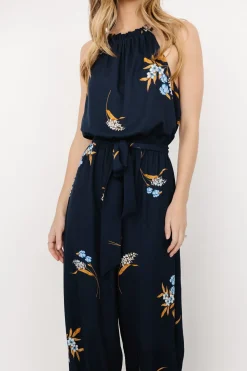 Outlet Baltic Born Alameda Halter Jumpsuit | Navy Blue Floral