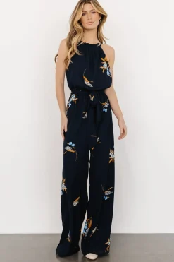 Outlet Baltic Born Alameda Halter Jumpsuit | Navy Blue Floral