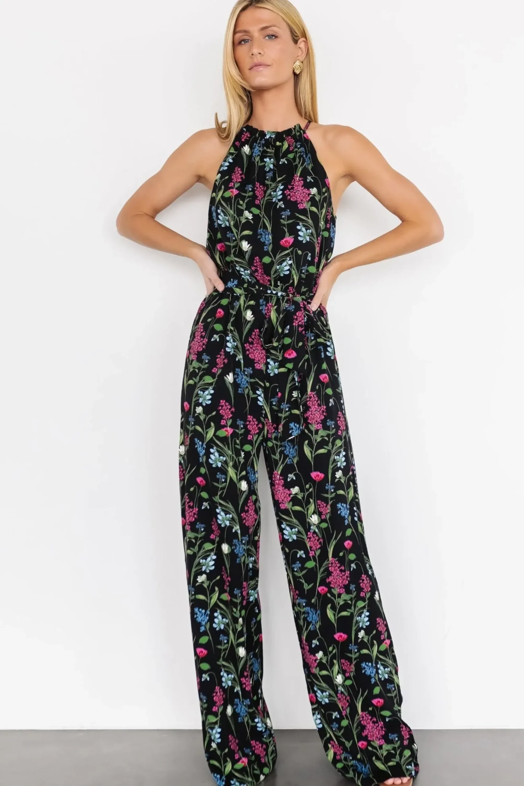 Discount Baltic Born Alameda Halter Jumpsuit | Black Floral