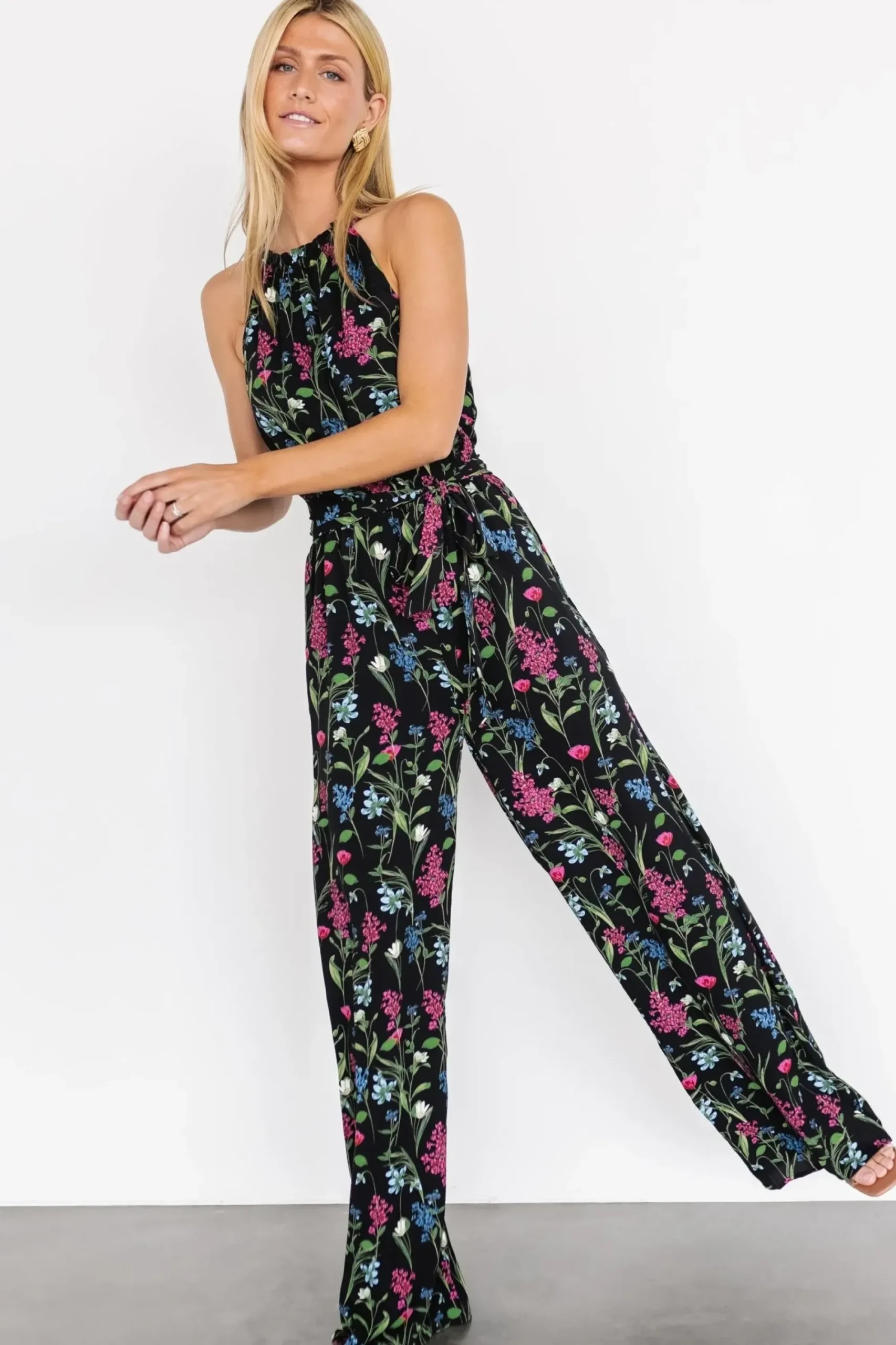 Discount Baltic Born Alameda Halter Jumpsuit | Black Floral