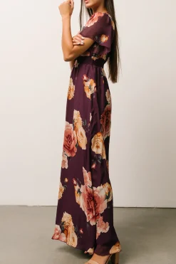 Clearance Baltic Born Alexandria Smocked Maxi Dress | Eggplant Floral
