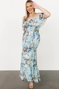 New Baltic Born Amalfi Smocked Maxi Dress | Blue Floral