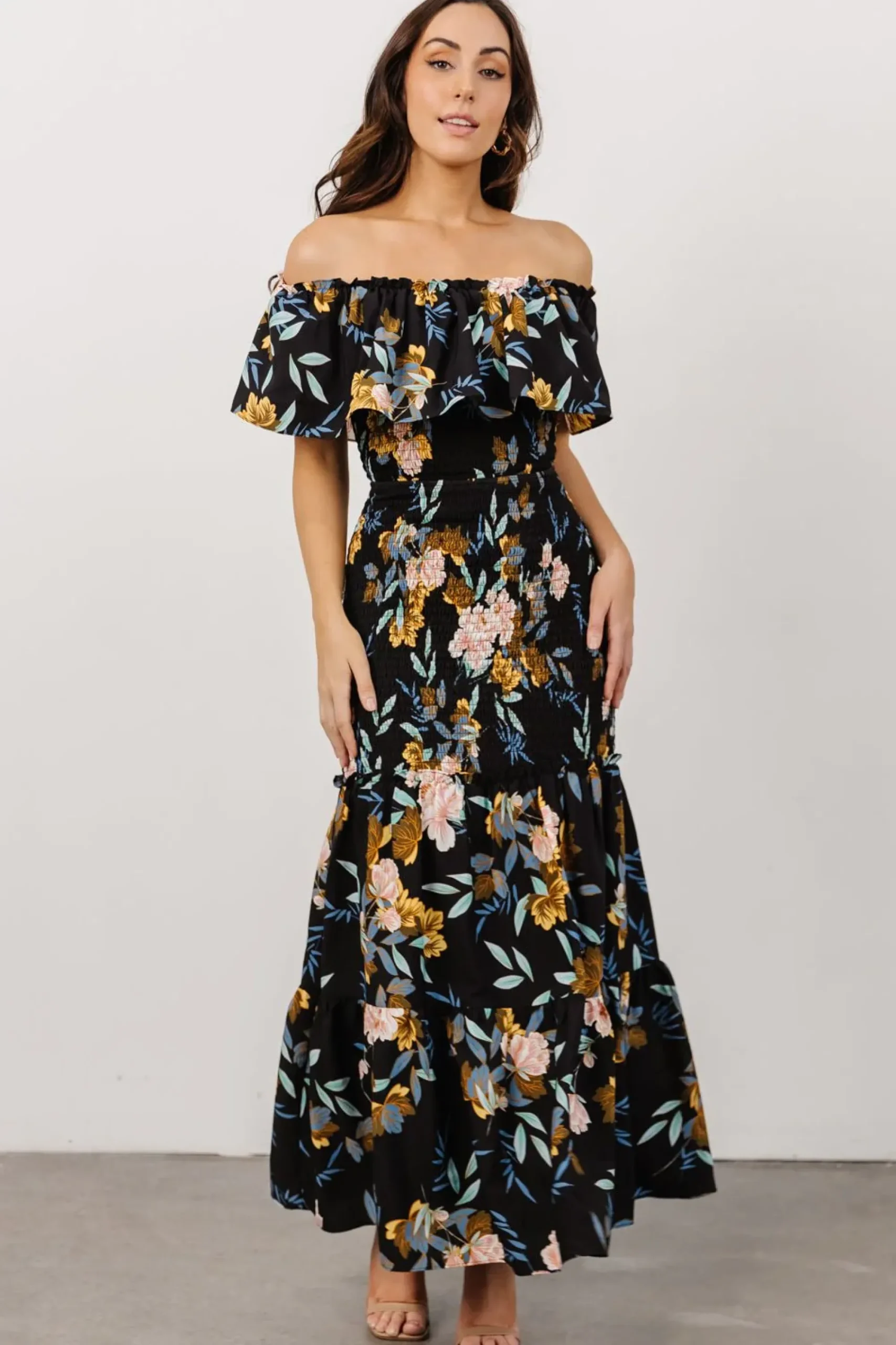 Discount Baltic Born Amalfi Smocked Maxi Dress | Midnight Floral