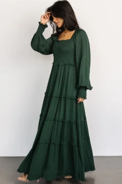 Hot Baltic Born Amanda Smocked Dotted Maxi Dress | Evergreen