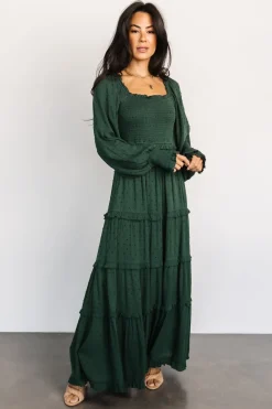 Hot Baltic Born Amanda Smocked Dotted Maxi Dress | Evergreen