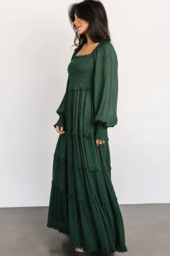 Hot Baltic Born Amanda Smocked Dotted Maxi Dress | Evergreen