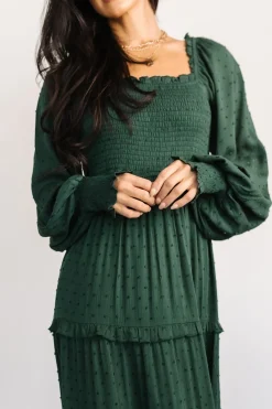 Hot Baltic Born Amanda Smocked Dotted Maxi Dress | Evergreen