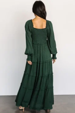 Hot Baltic Born Amanda Smocked Dotted Maxi Dress | Evergreen