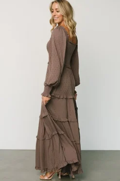 Discount Baltic Born Amanda Smocked Dotted Maxi Dress | Brown