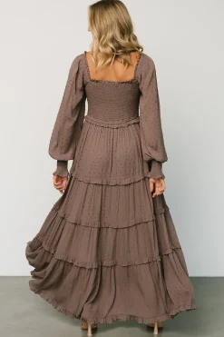 Discount Baltic Born Amanda Smocked Dotted Maxi Dress | Brown