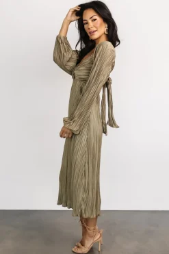 Hot Baltic Born Amani Pleated Midi Dress | Olive
