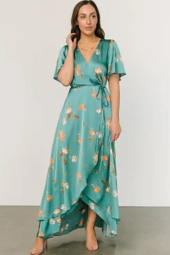 Discount Baltic Born Amara Wrap Dress | Green + Coral Floral