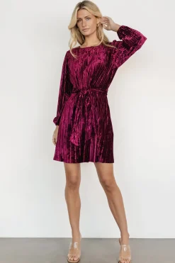 Online Baltic Born Anastasia Velvet Short Dress | Wine Berry