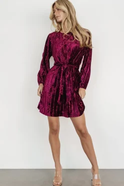 Online Baltic Born Anastasia Velvet Short Dress | Wine Berry