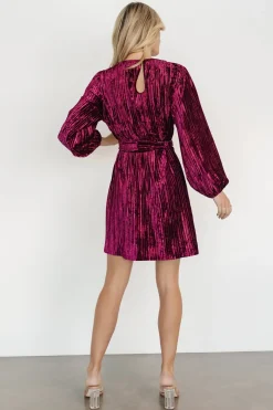 Online Baltic Born Anastasia Velvet Short Dress | Wine Berry
