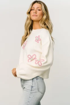 Clearance Baltic Born Annie Flower Knit Sweater | Cream