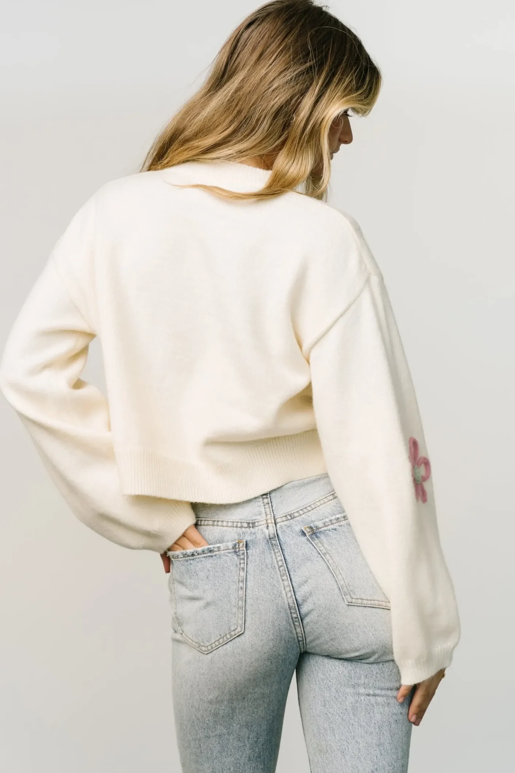 Clearance Baltic Born Annie Flower Knit Sweater | Cream
