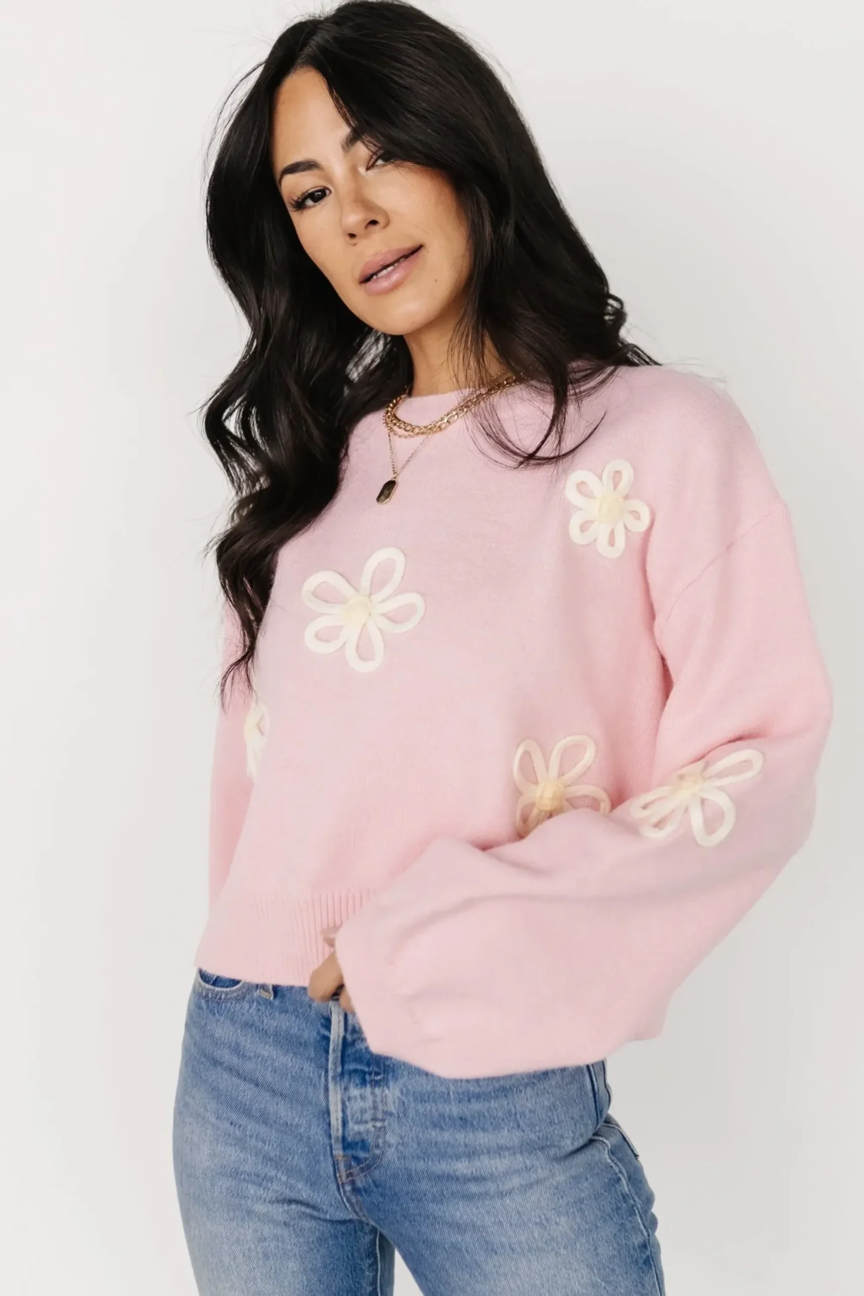 Best Baltic Born Annie Flower Knit Sweater | Pink