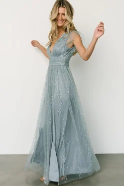 Clearance Baltic Born Annika Sequin Mesh Maxi Dress | Slate
