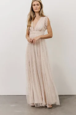 Fashion Baltic Born Annika Sequin Mesh Maxi Dress | Nude Blush