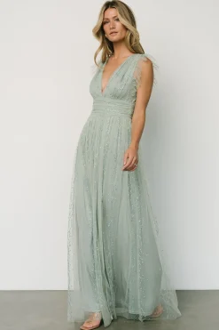 Best Baltic Born Annika Sequin Mesh Maxi Dress | Dusty Sage