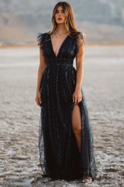 Best Baltic Born Annika Sequin Mesh Maxi Dress | Navy