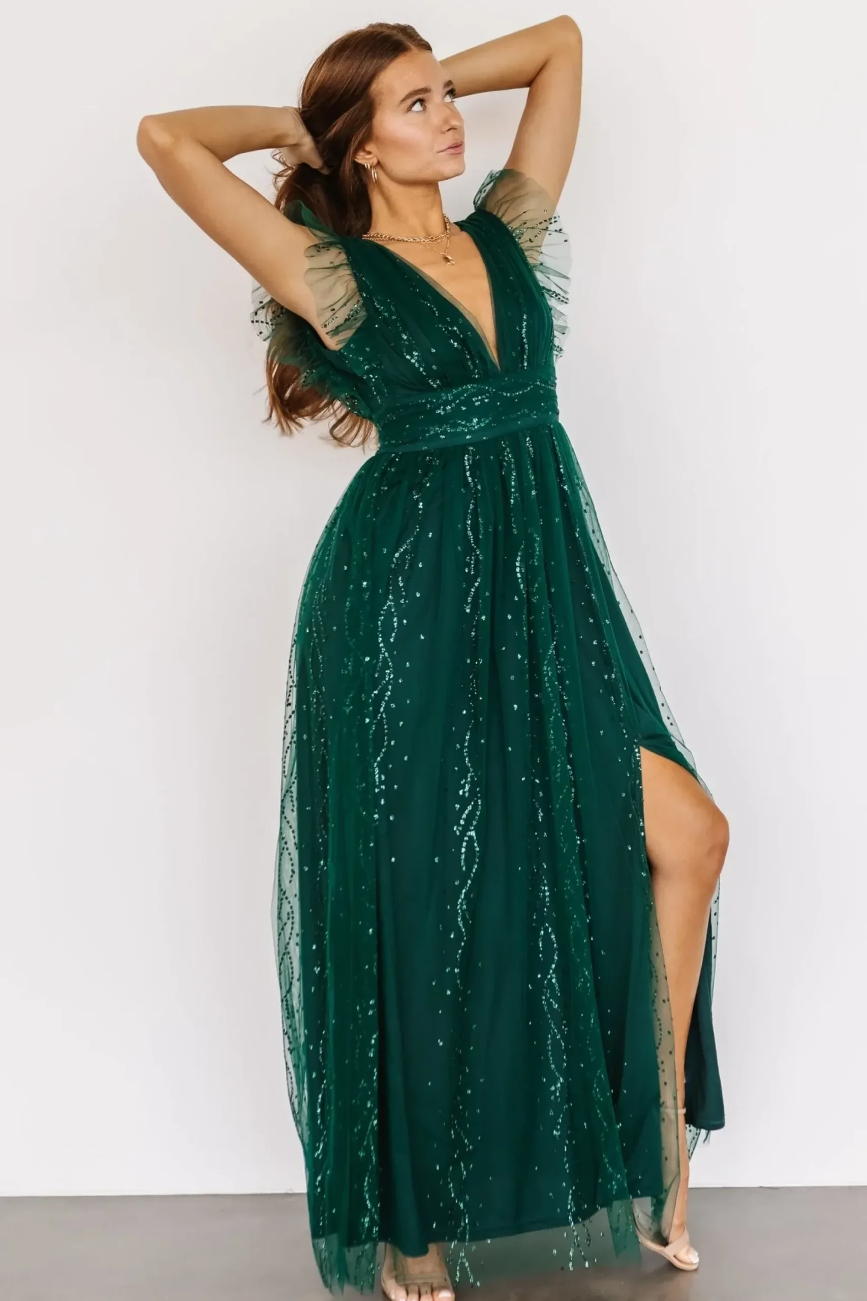 Online Baltic Born Annika Sequin Mesh Maxi Dress | Green