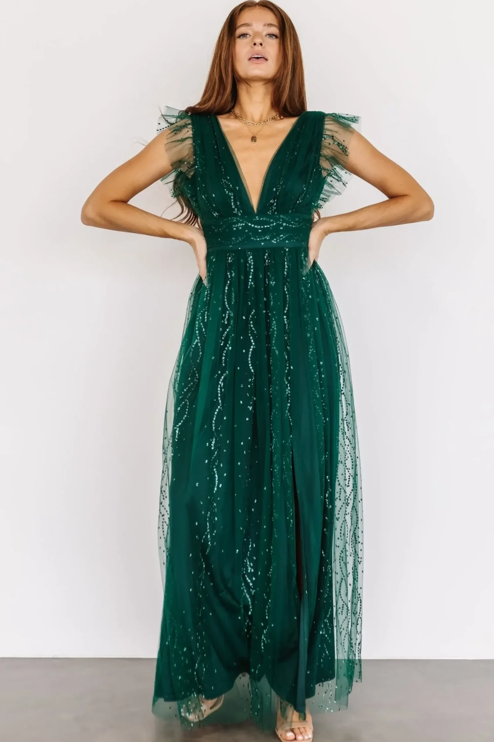 Online Baltic Born Annika Sequin Mesh Maxi Dress | Green