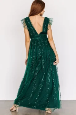 Online Baltic Born Annika Sequin Mesh Maxi Dress | Green