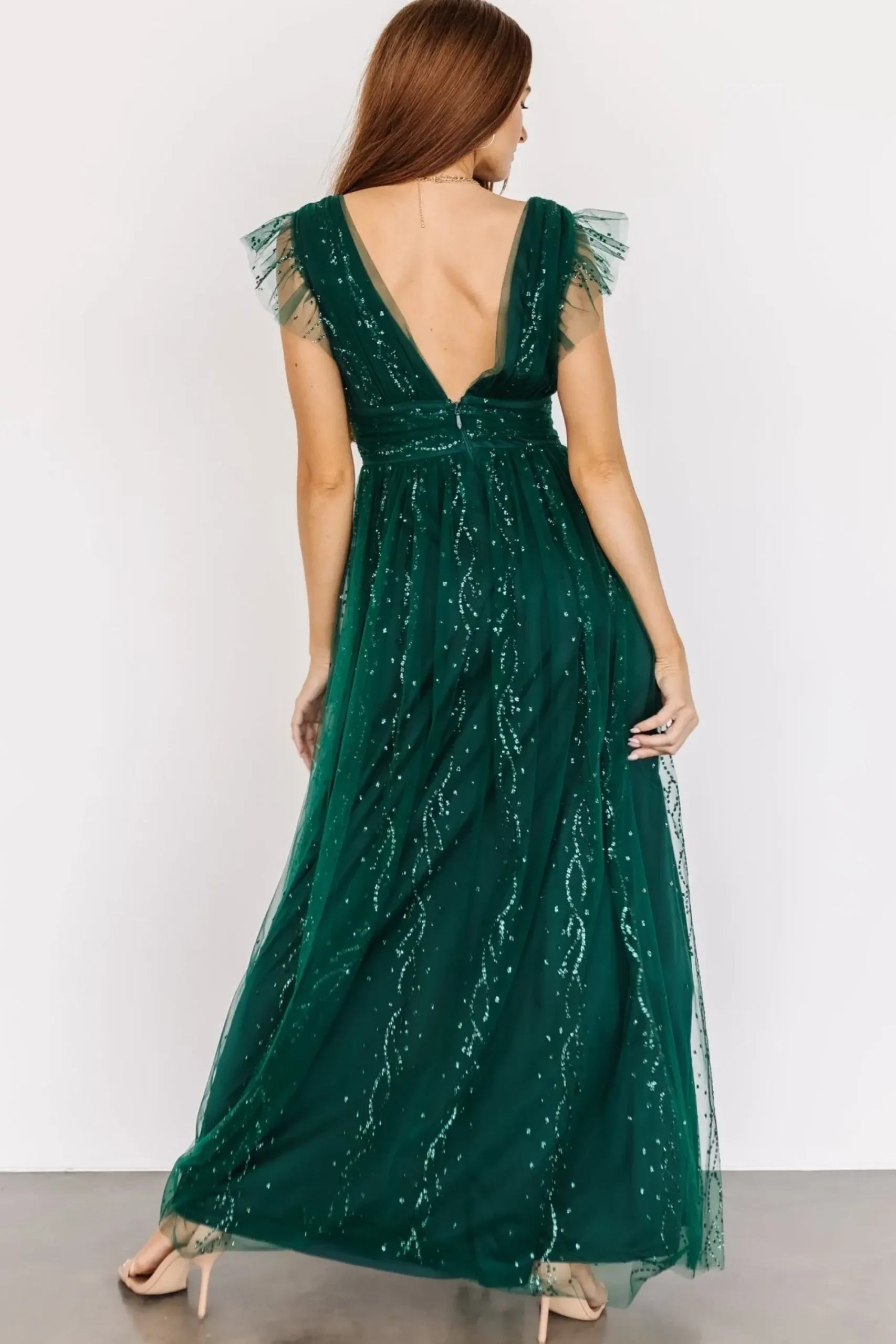 Online Baltic Born Annika Sequin Mesh Maxi Dress | Green
