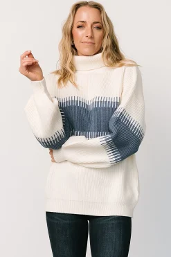 Sale Baltic Born Antonov Turtle Neck Sweater | Blue + Cream