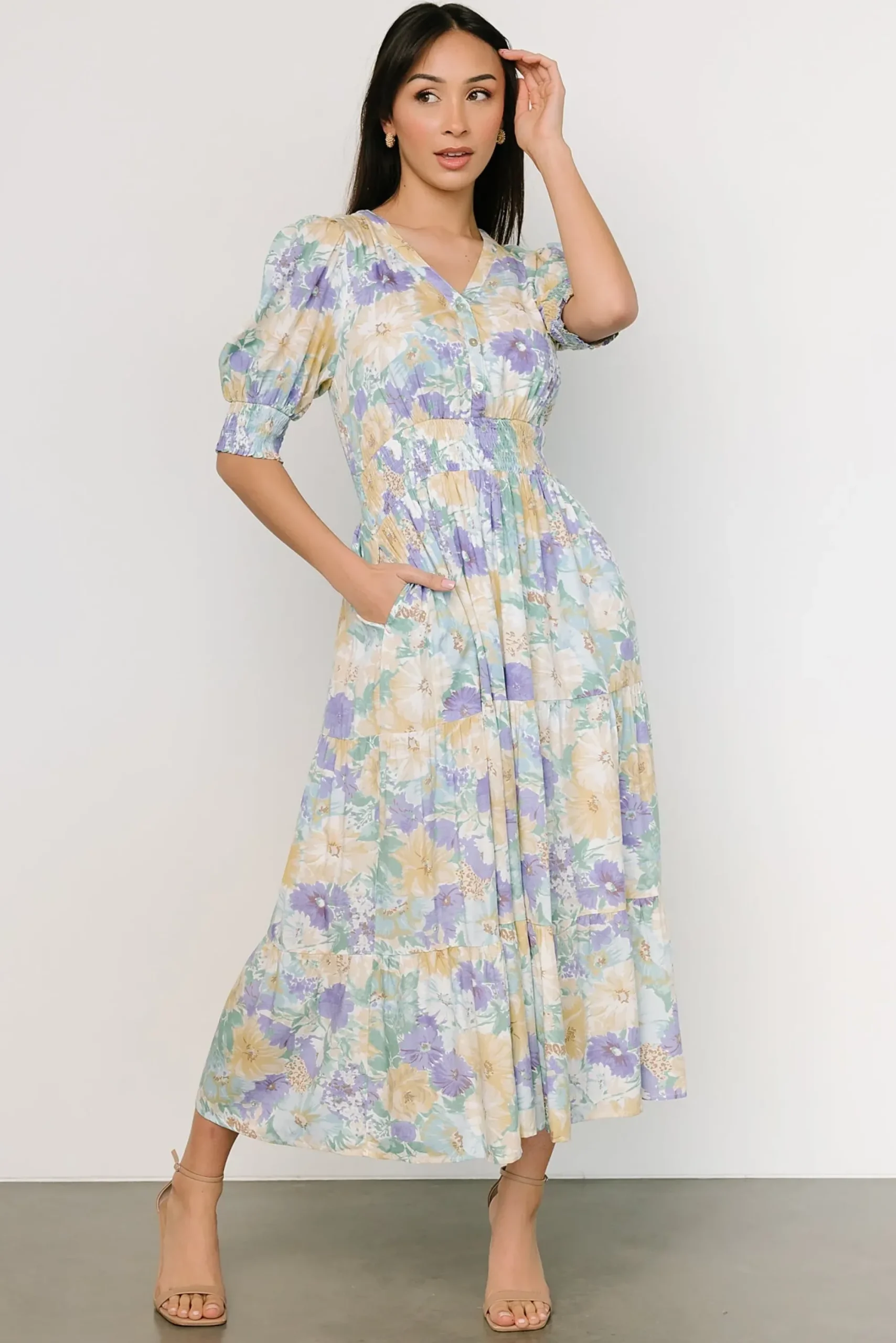 Clearance Baltic Born Anya Midi Dress | Blue Multi Floral