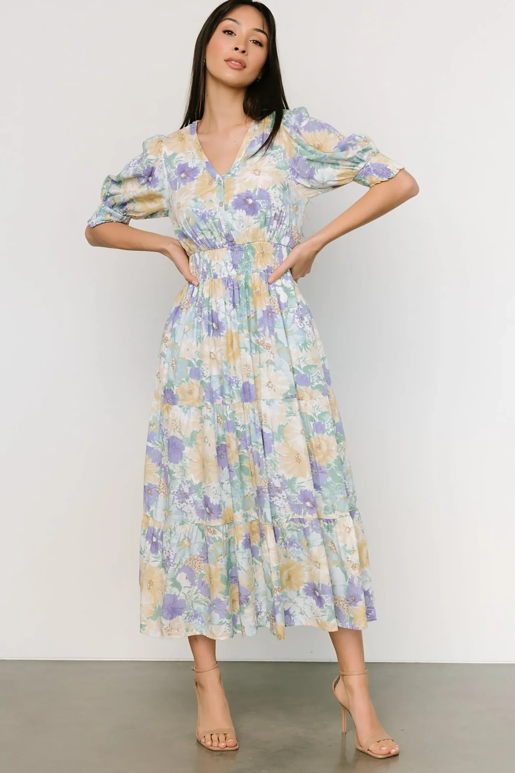 Clearance Baltic Born Anya Midi Dress | Blue Multi Floral