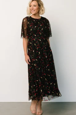 Outlet Baltic Born Arabella Embroidered Tulle Maxi Dress | Black + Red