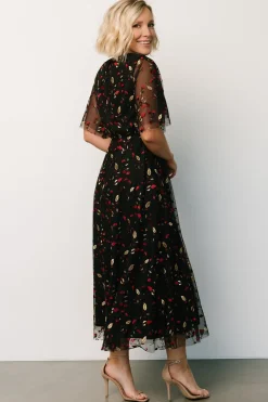 Outlet Baltic Born Arabella Embroidered Tulle Maxi Dress | Black + Red