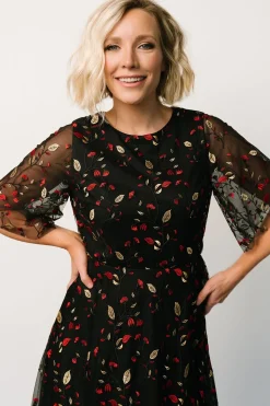 Outlet Baltic Born Arabella Embroidered Tulle Maxi Dress | Black + Red