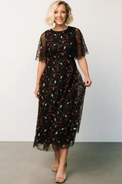 Outlet Baltic Born Arabella Embroidered Tulle Maxi Dress | Black + Red