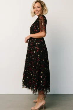 Outlet Baltic Born Arabella Embroidered Tulle Maxi Dress | Black + Red