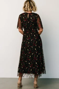 Outlet Baltic Born Arabella Embroidered Tulle Maxi Dress | Black + Red
