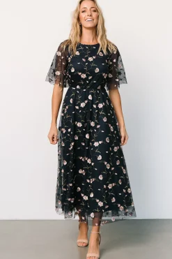 New Baltic Born Arabella Embroidered Tulle Maxi Dress | Pink + Navy
