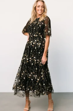 Outlet Baltic Born Arabella Embroidered Tulle Maxi Dress | Gold + Black