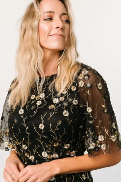 Outlet Baltic Born Arabella Embroidered Tulle Maxi Dress | Gold + Black