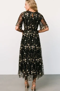 Outlet Baltic Born Arabella Embroidered Tulle Maxi Dress | Gold + Black