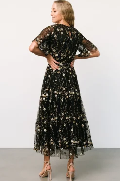 Outlet Baltic Born Arabella Embroidered Tulle Maxi Dress | Gold + Black